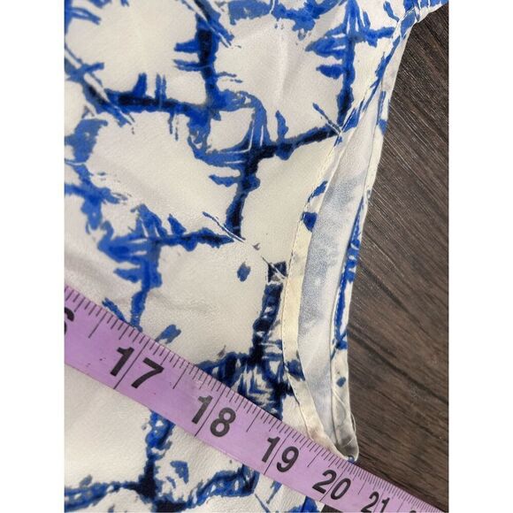 Rebecca Taylor Blue White Exclusive Tie-Dye Satin Sleeveless Short Romper Size 8 - Picture 11 of 12